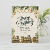 Cartes Pour Fêtes Annuelles Train de Noël doré (Debout devant)