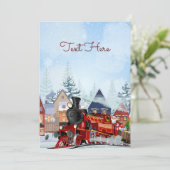 Cartes Pour Fêtes Annuelles train de Noël hiver (Debout devant)