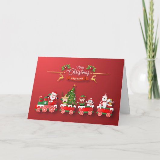 Cartes Pour Fêtes Annuelles Train de Noël Papecut (Devant)