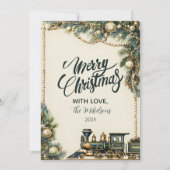 Cartes Pour Fêtes Annuelles Train de Noël Vintage (Devant)