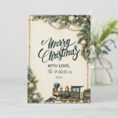 Cartes Pour Fêtes Annuelles Train de Noël Vintage (Debout devant)