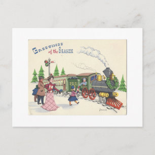 Cartes Pour Fêtes Annuelles Train de Noël Vintage