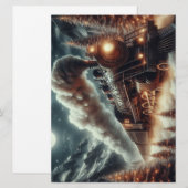 Cartes Pour Fêtes Annuelles Train de nuit de Noël/hiver (Devant / Derrière)