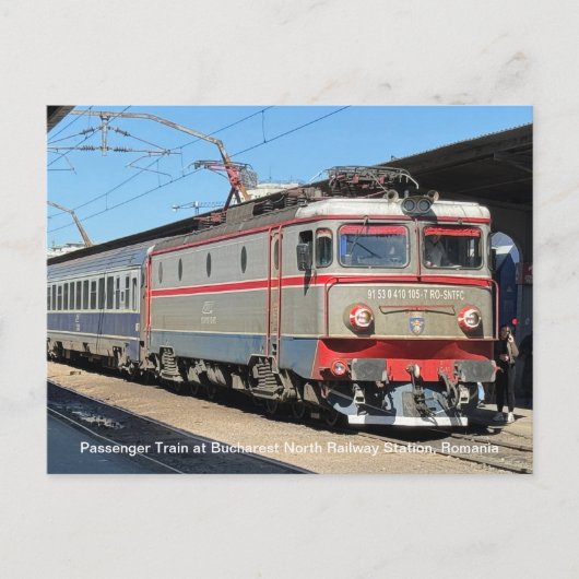 Cartes Pour Fêtes Annuelles Train de passagers à la gare de Bucarest sur un (Devant)