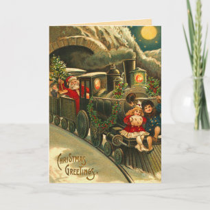 Cartes Pour Fêtes Annuelles Train de Père Noël de Noël victorien
