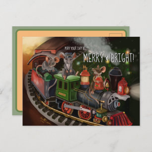 Cartes Pour Fêtes Annuelles Train de vacances Merry Mouse