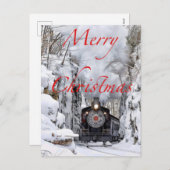 Cartes Pour Fêtes Annuelles Train En Neige Joyeux Noël (Devant / Derrière)