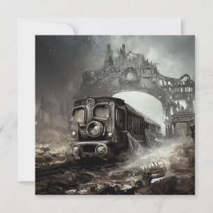 Cartes Pour Fêtes Annuelles Train fantôme hanté de locomotive