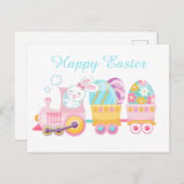 Cartes Pour Fêtes Annuelles Train mignon de Pâques (Devant / Derrière)
