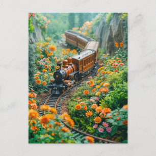 Cartes Pour Fêtes Annuelles Train miniature dans une prairie de montagne vibra