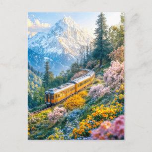 Cartes Pour Fêtes Annuelles Train miniature en plein épanouissement printanier