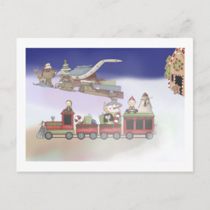 Cartes Pour Fêtes Annuelles Train père Noël