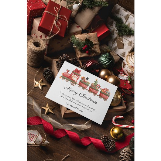 Cartes Pour Fêtes Annuelles Train Ride Avec Père Noël Et Ses Amis