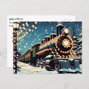 Cartes Pour Fêtes Annuelles Train Vintage à l'ancienne pour une nuit de Noël