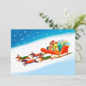 Cartes Pour Fêtes Annuelles traîneau à dachshund (Debout devant)