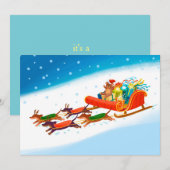 Cartes Pour Fêtes Annuelles traîneau à teckel (Devant / Derrière)