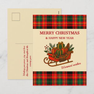 Cartes Pour Fêtes Annuelles Traîneau de Noël vintage avec cadeaux et carreaux