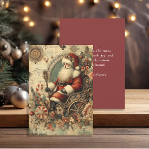 Cartes Pour Fêtes Annuelles Traîneau du Père Noël vintage Joyeux Noël