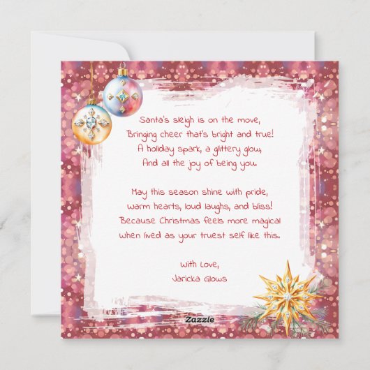 Cartes Pour Fêtes Annuelles Transgender Woman Festive Christmas Poem (Dos)