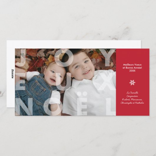 Cartes Pour Fêtes Annuelles Transparent Joyeux Noel in Red Photo Card (Devant / Derrière)