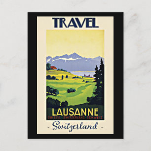 Cartes Pour Fêtes Annuelles Travel Lausanne, Suisse poster vintage,