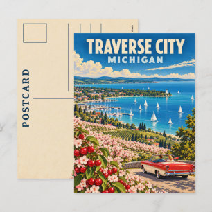 Cartes Pour Fêtes Annuelles Traverse City Michigan Cherry Coast Voyage Vintage