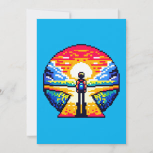Cartes Pour Fêtes Annuelles Traversée au coucher du soleil Voyage d'art Pixel 