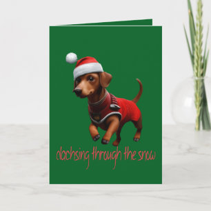 Cartes Pour Fêtes Annuelles Traversée enneigée pour teckel Teckel Chien saucis