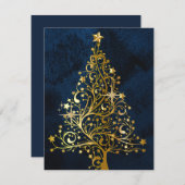 Cartes Pour Fêtes Annuelles Tree de Golden Christmas (Devant / Derrière)