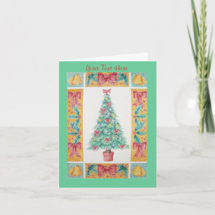 Cartes Pour Fêtes Annuelles tree with decorations red bows bells christmas