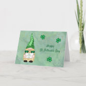 Cartes Pour Fêtes Annuelles Trèfle d'or vert Gnome Saint-Patrick (Devant)