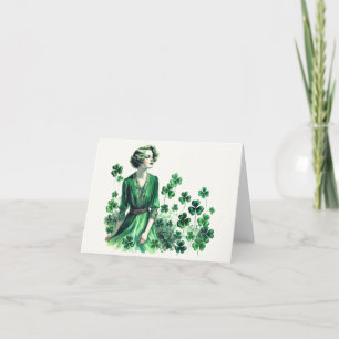 Cartes Pour Fêtes Annuelles Trèfle vintage femme de la Saint-Patrick