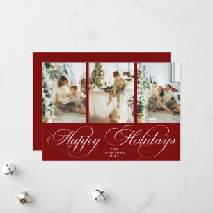 Cartes Pour Fêtes Annuelles Trendy Elegant Script 3 Photo Collage Noël