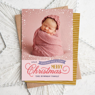 Cartes Pour Fêtes Annuelles Très Joyeuse Photo de Couleurs de Script