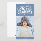 Cartes Pour Fêtes Annuelles Très Joyeuse photo de Noël | Bleu ardoise (Devant / Derrière)