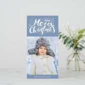 Cartes Pour Fêtes Annuelles Très Joyeuse photo de Noël | Bleu ardoise (Debout devant)