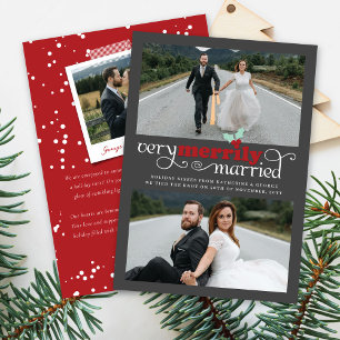 Cartes Pour Fêtes Annuelles Très joyeusement mariés Monsieur et Madame Photo d