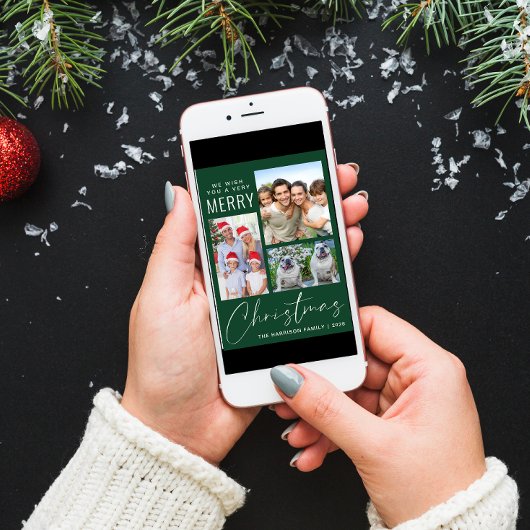 Cartes Pour Fêtes Annuelles Très Joyeux 3 Photo Vert Noël