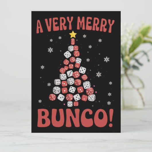 Cartes Pour Fêtes Annuelles Très joyeux Bunco Noël Sapin Jeu de Dés Soirée (Debout devant)