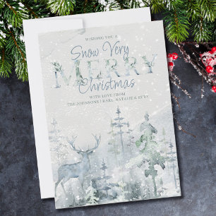 Cartes Pour Fêtes Annuelles Très joyeux Noël enneigé Forêt hivernale et cerf
