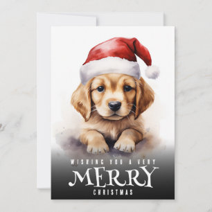 Cartes Pour Fêtes Annuelles Très Joyeux Noël Labrador chiot chapeau de Père No