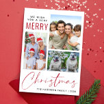 Cartes Pour Fêtes Annuelles Très Joyeux Noël photo 3<br><div class="desc">Carte de voeux de vacances moderne avec un collage photo de 3 images et "We Wish You A Very Joyeux Noël" dans un mélange de typographie simple et d'un élégant script rouge. Ajoutez votre nom et l'année.</div>