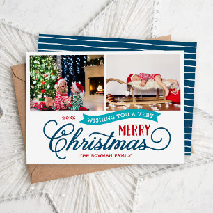 Cartes Pour Fêtes Annuelles Très Joyeux Noël Script 2 Photo