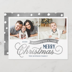 Cartes Pour Fêtes Annuelles Très Joyeux Noël Silver 2 Photo