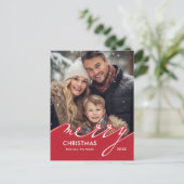 Cartes Pour Fêtes Annuelles Très Joyeux Script photo de Noël (Debout devant)