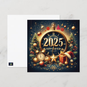 Cartes Pour Fêtes Annuelles Trésors intemporels : Accueillir 2025 dans Golden 