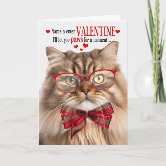 Cartes Pour Fêtes Annuelles Tri Couleur Amoureux des chats persan Valentine Fe (Devant)