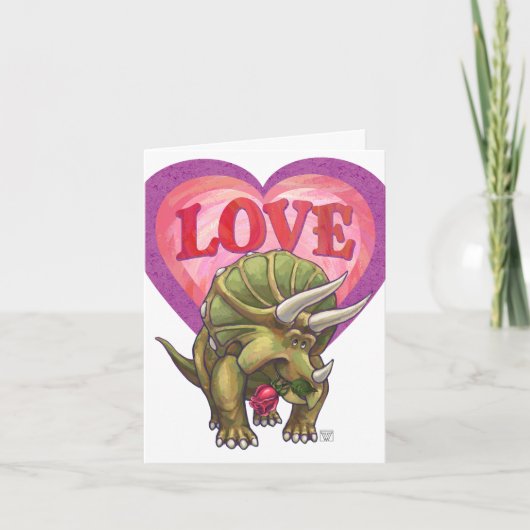 Cartes Pour Fêtes Annuelles Tricératops amoureux Saint Valentin (Devant)