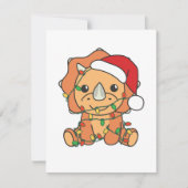 Cartes Pour Fêtes Annuelles Tricératops Noël Animaux d'hiver Dinos de vacances (Devant)