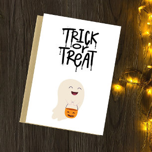 Cartes Pour Fêtes Annuelles Trick Or Treat Mignon Fantôme De Halloween Citroui